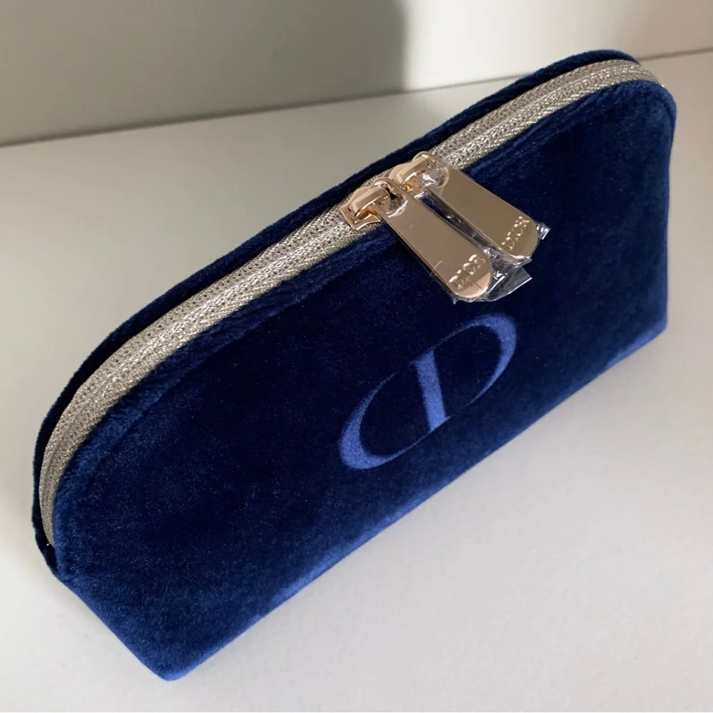 Dior navy velvet zippy pouch